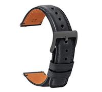 TStrap Leather Watch Straps 18mm - Soft Black Smart Watch Straps for Men Women - Square Tail Quick Release Watch Band Replacement - Men’s Watch Bracelet Black Clasp Buckle - 18mm 20mm 22mm