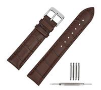 TStrap Leather Watch Straps 18mm - Soft Brown Alligator Embossed Watch Bands Replacement - Military Watch Straps for Men Women - Smart Watch Bracelet Belt Clasp Buckle
