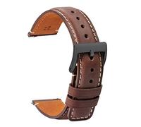 TStrap Leather Watch Straps 18mm - Soft Brown Smart Watch Straps for Men Women - Square Tail Quick Release Watch Band Replacement - Men’s Watch Bracelet Black Clasp Buckle - 18mm 20mm 22mm