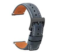 TStrap Leather Watch Straps 20mm - Soft Blue Smart Watch Straps for Men Women - Square Tail Quick Release Watch Band Replacement - Men’s Watch Bracelet Black Clasp Buckle - 18mm 20mm 22mm