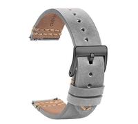 TStrap Leather Watch Straps 20mm - Soft Grey Quick Release Watch Bands Replacement - Sport Watch Strap for Men Ladies - Smart Watch Bracelet Black Clasp Buckle - 18mm 19mm 21mm 22mm