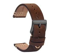 TStrap Leather Watch Straps 21mm - Soft Brown Quick Release Watch Bands Replacement - Sport Watch Strap for Men Ladies - Smart Watch Bracelet Black Clasp Buckle - 18mm 19mm 201mm 22mm