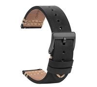 TStrap Leather Watch Straps 22mm - Soft Black Quick Release Watch Bands Replacement - Sport Watch Strap for Men Ladies - Smart Watch Bracelet Black Clasp Buckle - 18mm 19mm 20mm 21mm