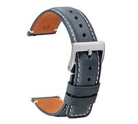 TStrap Leather Watch Straps 22mm - Soft Blue Smart Watch Straps for Men Women - Square Tail Quick Release Watch Band Replacement - Men’s Watch Bracelet Clasp Buckle - 18mm 20mm 22mm