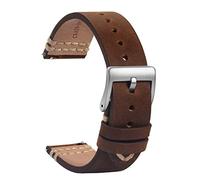 TStrap Leather Watch Straps 22mm - Soft Brown Quick Release Watch Bands Replacement - Sport Watch Strap for Men Ladies - Smart Watch Bracelet Clasp Buckle - 18mm 19mm 20mm 21mm