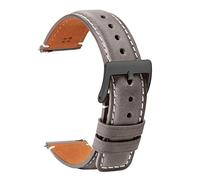 TStrap Leather Watch Straps 22mm - Soft Grey Smart Watch Straps for Men Women - Square Tail Quick Release Watch Band Replacement - Men’s Watch Bracelet Black Clasp Buckle - 18mm 20mm 22mm
