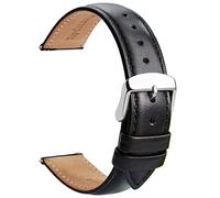 TStrap Leather Watch Straps 24mm - Soft Black Quick Release Watch Bracelet - Smart Watch Strap for Men Women Replacement - 14mm 16mm 18mm 19mm 20mm 21mm 22mm 23mm