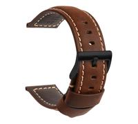 TStrap Leather Watch Straps for Men - Dark Brown Vintage Soft Watch Bracelet Thickly - Padded Smart Watch Band with Black Clasp Buckle Replacement - 20mm 22mm 24mm