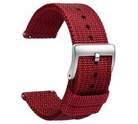 TStrap Nylon Watch Strap 18mm - Quick Release Watch Band Soft Red - Canvas Military Wtach Bands for Men Ladies - for Smart Watch Bracelet Replacement with Clasp - 18mm, 20mm, 22mm 24mm