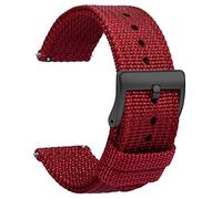 TStrap Nylon Watch Strap 24mm - Quick Release Watch Band Soft Red - Canvas Military Wtach Bands for Men Ladies - for Smart Watch Bracelet Replacement with Black Clasp - 18mm, 20mm, 22mm 24mm