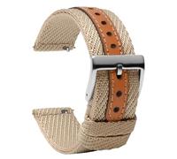 TStrap Nylon Watch Strap Canvas - Khaki Quick Release Watch Band for Men Women Replacement - Soft Sailcloth Smart Watch Bracelet with Clasp - 18mm 20mm 22mm 24mm