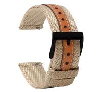 TStrap Nylon Watch Strap Canvas - Khaki Quick Release Watch Band for Men Women Replacement - Soft Sailcloth Smart Watch Bracelet with Clasp - 18mm 20mm 22mm 24mm
