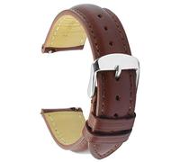 TStrap Quick Release Leather Watch Strap 19mm Brown Replacement Genuine Calfskin Watch Band Polished Pin Clasp Buckle