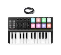 TSTS 25 Velocity-sensitive Keys Portable USB Keyboard Controller 8 Colorful Backlit Pads And 4 Control Groups Portable Electronic Keyboards