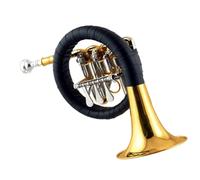 TSTS Brass Lacquer Gold Bb Flat Keys Leather Handguard Mini French Horn Instrument With Accessories French Horn kit