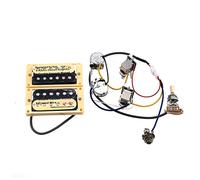 TSTS Electric Guitar Pickups 4C Humbucker Pickups With Wiring Harness for Epiphone/Gibson guitar Pickup-Set For Electric Guitars(Zebra Yellow ring)