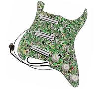 TSTS Green Pickguard With White Dual Hot Rails Humbucker Pickup Pre-Wired Pickguard For For ST Guitar Guitar Pickup Pickguard