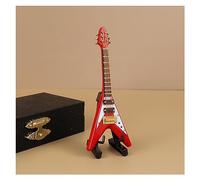 TSTS Instrument Model Guitar Model Electric Bass Ornaments Mini Musical Instrument 10cm Wooden Classical Folk Electric Guitar Model(21)