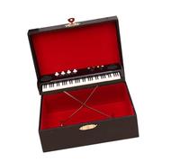 TSTS Instrument Model Mini Electronic Keyboard Model Wooden Ornaments Handmade Double-keyboard Electronic Keyboard With Box(14cm)