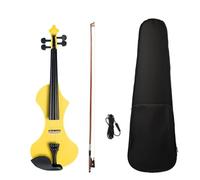 TSTS Professional Violin 4/4 Electric Violin Set Fiddle Electric Silent Violin With Case And Brazilwood Bow Bridge (Color : Yellow)