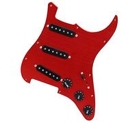 TSTS SSS Guitar Pre-Wired Loaded Red Metal Pickguard With Black Pickup Set For Electric Guitar DIY Parts Guitar Pickup Pickguard