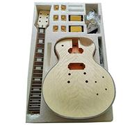 TSTS Unfinished Electric Guitar Kit All-in-one Neck Mahogany Okoume Body Flame Maple Veneer DIY Electric Guitar Kit (Color : 02)