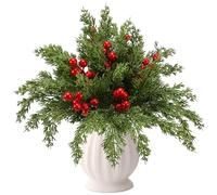 Tsudoku 60PCS Artificial Needles Branches Garland Fake Greenery Picks Faux Red Berry Stems Christmas Needles for DIY Garland Wreath Christmas Embellishing Garden Decoration (kind3)