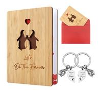 Tsudoku Anniversary Card, Wedding Anniversary Card with Penguin Keyring Keychain, Valentine's Day Gifts Boyfriend Girlfriend Husband Wife Birthday Anniversary Wedding Gift