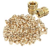 Tsudoku M3X5.7-OD4.6 Threaded Wheels, Brass with Thread Set, Heat Resistant Embedding Nut for 3D Printers, Pack of 120