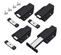 Tsudoku Push Latch Heavy Duty 4 Pack Push to Open Cabinet Hardware Magnetic Contact Latches for Door Push Black