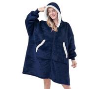 Tsudoku Thickened Hoodie Blanket, Oversized Hoodie Sweatshirt, Original Blanket Sweatshirt, Super Soft Cozy Warm Comfortable Giant Hoodie,Blue