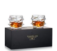 TSUKIGLASS Storm Japanese Crystal Whiskey Glasses Set of 2, Gift for Men