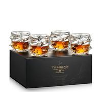 TSUKIGLASS Storm Japanese Crystal Whiskey Glasses Set of 4, Gift for Men