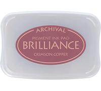 Tsukineko Brilliance Ink Stamping-Copper, Crimson Large-Archival, Opaque, Waterproof-Embossing, pad Size: 7,6 x 4,7 cm