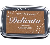 Tsukineko Delicata Ink Pad for Stamping - Gold, Golden Glitz - Large - Water-based - Archival - Water-resistant