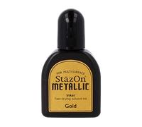 Tsukineko StazOn Metallic Inker Stamp Pad Ink, 15 ml, Gold, Archival, Accessories Reinker for StazOn Metallic Ink Pads