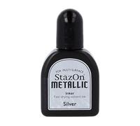 Tsukineko StazOn Metallic Inker Stamp Pad Ink, 15 ml, Silver, Archival, Accessories Reinker for StazOn Metallic Ink Pads