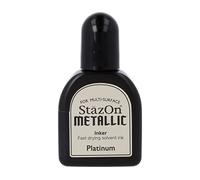 Tsukineko StazOn Metallic Inker Stamp Pad Ink, 15 ml, Silver, Platinum, Archival, Accessories Reinker for StazOn Metallic Ink Pads