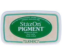 Tsukineko StazOn Pigment Ink Pads for Stamping, Green, Shamrock Green, Large, Opaque, Air Dries, Waterproof, Embossing