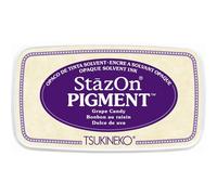 Tsukineko StazOn Pigment Ink Pads for Stamping, Purple, Grape Candy, Large, Opaque, Air Dries, Waterproof, Embossing