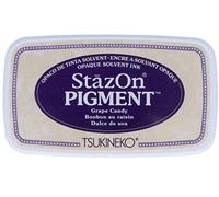 Tsukineko StazOn Pigment Ink Pads for Stamping, Purple, Grape Candy, Large, Opaque, Air Dries, Waterproof, Embossing