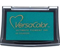 Tsukineko VersaColor Ink Stamping-Green, Celadon-Large-Water-Based, Opaque, Archival, Waterproof-Embossing, pad Size: 7,6 x 4,7 cm