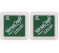 Tsukineko VersaCraft Ink Pad for Stamping - Black, Pine - Small - Water-based, Opaque, Archival - Embossing (Pack of 2)