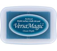 Tsukineko VersaMagic Ink Pad for Stamping, Blue, Ocean Depth, Large, Water-Based, Air Dries, Opaque, Embossing, for Thin Paper