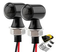 TSUNG Mini Motorcycle Turn Signals Light LED Micro Blinkers for Front/Rear Universal Aftermarket Small Indicator for Cafe Racer Bobber Cruiser Street Bikes (Black)