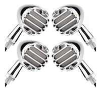 TSUNG Universal Motorcycle Grill LED Turn Signals Front Rear Lights Flashing Tail Lights for Cruiser Chopper Bobber Cafe Racer Street Bike (Chrome-4PCS)
