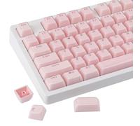 Tsungup Crystal Jelly Pink Keycaps, MDA Profile-Clear Translucent Jade Keycaps,130 Keys Shine Through Custom Key Caps Keyboard Keycap Set for 60%,65%,75%,100% Cherry MX Keyboard Mechanical