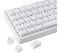 Tsungup Crystal Jelly White Keycaps, MDA Profile-Clear Translucent Jade Keycaps,130 Keys Shine Through Custom Key Caps Keyboard Keycap Set for 60%,65%,75%,100% Cherry MX Keyboard Mechanical