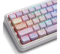 Tsungup Cute Cat Keycaps Shine Through, PBT Material,Purple Water Lilies Two-Tone Custom Keycap Set,Mao Profile Key caps Keyboard Keycaps Compatible with 60%, 65%, 75%, 96%, Full-Sized Layout