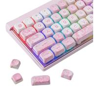 Tsungup Keycaps-Pink Cherry Blossom MOA Keycaps,Cute Sakura Custom Keycap Set 133 Keys PBT Dye Sublimation Shine Through Keyboard caps for Cherry Gateron MX Swithes Mechanical Keyboard